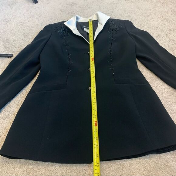 SUNNY Choi vintage black beaded embroidered Satin evening blazer jacket Sz 6 - Picture 11 of 12